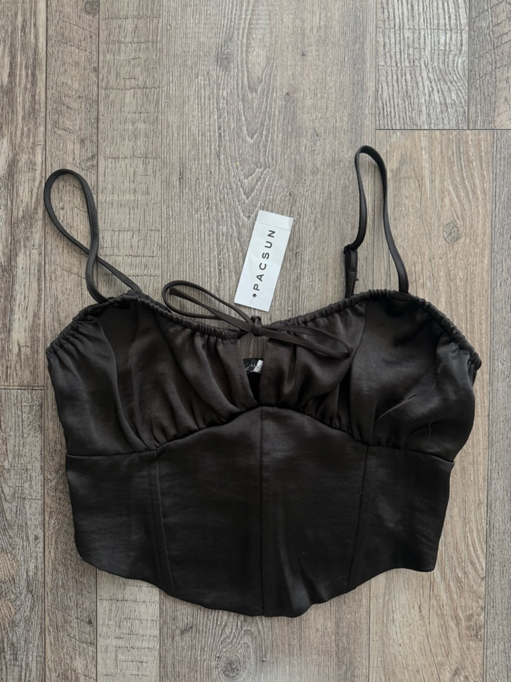 PacSun Black Satin Bustier Crop Top